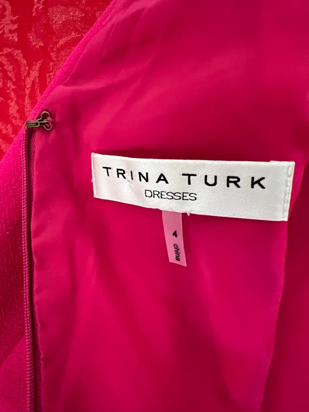 Trina Turk Hot Pink Shift Dress Women's Size 4 Sleeveless V-Neck Cocktail Career - Picture 6 of 10